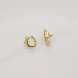 925 Sterling Silver Star Ear Clips Women Charm Everyday Jewelry
