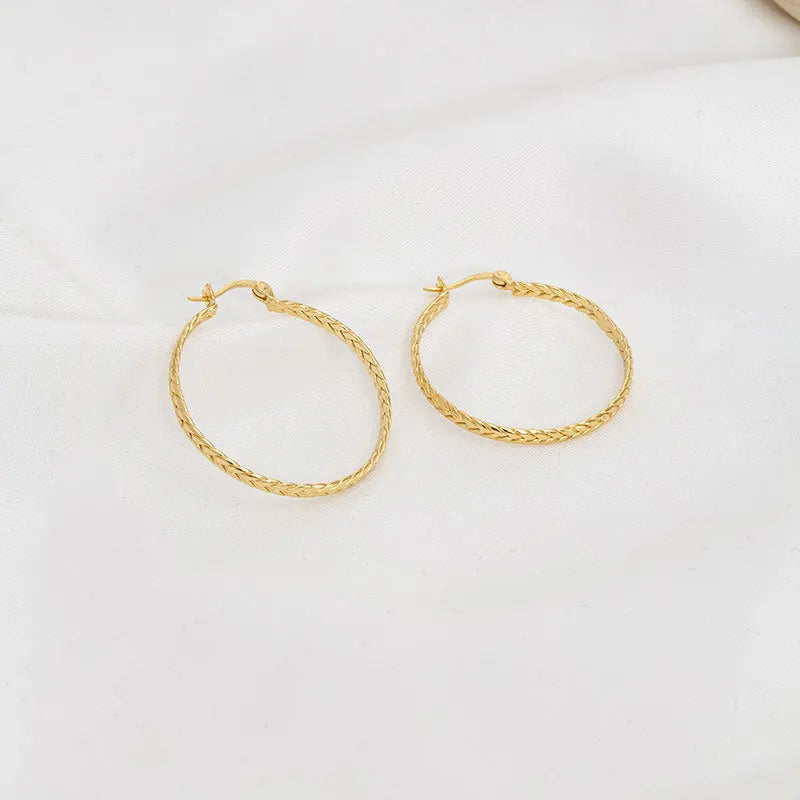 European Braided Braid Hollow Round S925 Sterling Silver Stud Earrings