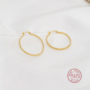 European Braided Braid Hollow Round S925 Sterling Silver Stud Earrings