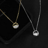 Japanese Crystal Moon S925 Silver Pendant Necklace Women Jewelry