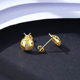 Japanese Seven Star Ladybug Zircon Stud Earrings