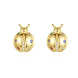 Japanese Seven Star Ladybug Zircon Stud Earrings