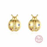 Japanese Seven Star Ladybug Zircon Stud Earrings