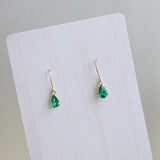 Korea Ins Noble Green Zircon Water Drop Silver Stud Earrings
