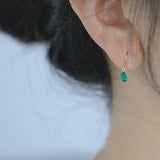 Korea Ins Noble Green Zircon Water Drop Silver Stud Earrings