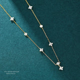 Zircon Flower S925 Silver Pendant Necklace Elegant Wedding Jewelry