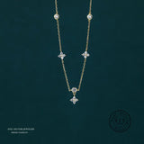 Zircon Flower S925 Silver Pendant Necklace Elegant Wedding Jewelry