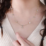 Zircon Flower S925 Silver Pendant Necklace Elegant Wedding Jewelry