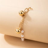 Irregular Pearl Glossy Round Bead Anklet for Women