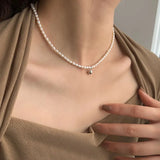 Natural Pearl Silver Bead 925 Sterling Silver Pendant Necklace Women
