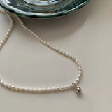 Natural Pearl Silver Bead 925 Sterling Silver Pendant Necklace Women