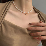 Natural Pearl Silver Bead 925 Sterling Silver Pendant Necklace Women