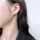 925 Silver Geometric Stud Earrings Minimalist Women's Jewelry