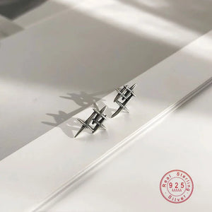 925 Silver Geometric Stud Earrings Minimalist Women's Jewelry