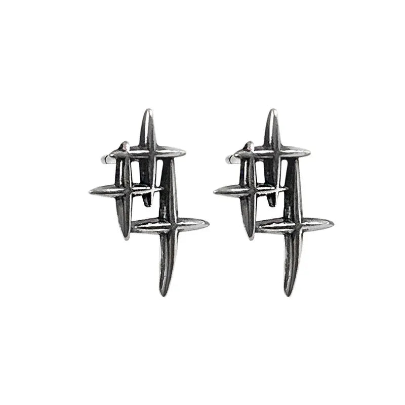 925 Silver Geometric Stud Earrings Minimalist Women's Jewelry