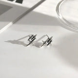 925 Silver Geometric Stud Earrings Minimalist Women's Jewelry