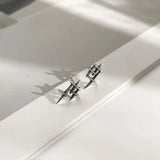 925 Silver Geometric Stud Earrings Minimalist Women's Jewelry