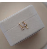 S925 Sterling Silver Asymmetric Crystal Lock Key Stud Earrings