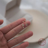 S925 Sterling Silver Asymmetric Crystal Lock Key Stud Earrings