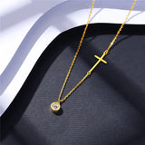 Sterling Silver Zircon Cross Necklace Women Gift Jewelry