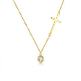 Sterling Silver Zircon Cross Necklace Women Gift Jewelry