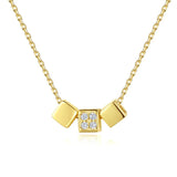 Square Transport Beads Pendant S925 Silver Necklace Gift Jewelry
