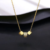 Square Transport Beads Pendant S925 Silver Necklace Gift Jewelry