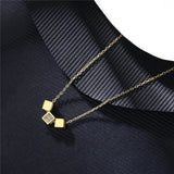 Square Transport Beads Pendant S925 Silver Necklace Gift Jewelry