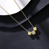 Square Transport Beads Pendant S925 Silver Necklace Gift Jewelry