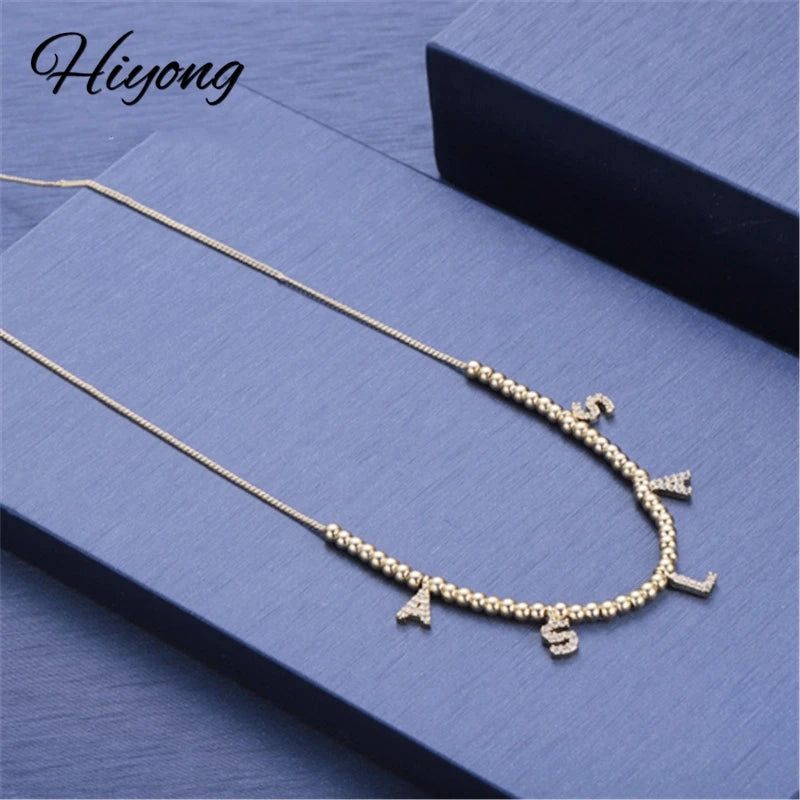 HIBODY 6 mm Pave Letter Necklaces Personalized Jewelry Necklaces With Names