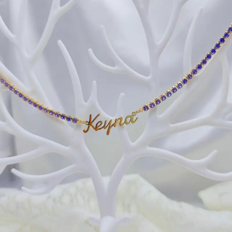 HIBODY Personalized Name Necklace Zircon Ladies Alphabet Necklace