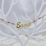 HIBODY Personalized Name Necklace Zircon Ladies Alphabet Necklace