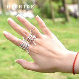 HIBRID Water Drop CZ Pave Bridal Engagement Ring
