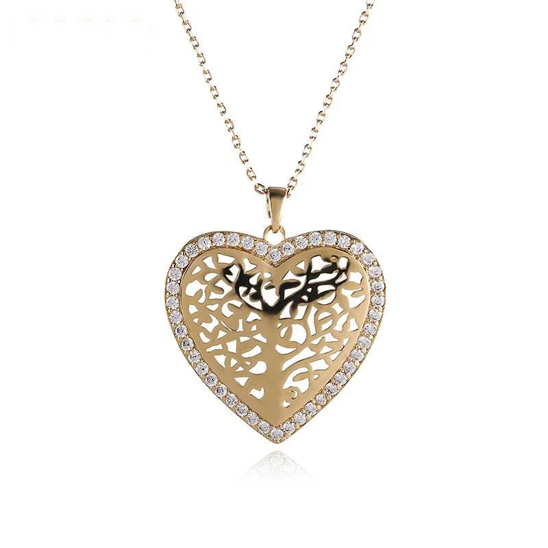 CZ Heart Pendant Necklace for Women Party Accessories N-779