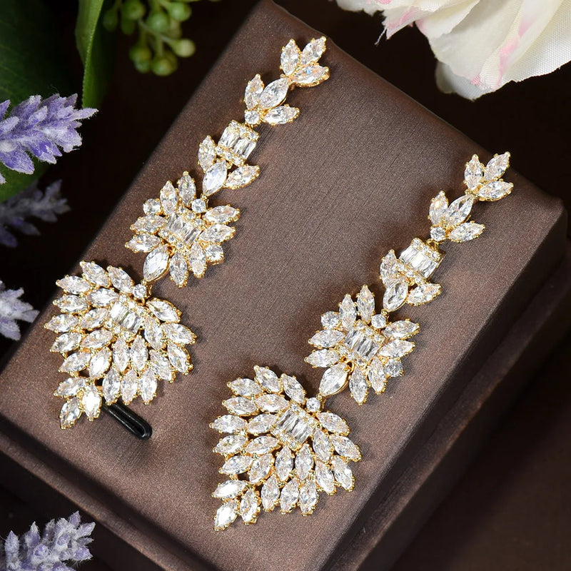 Clear Zirconia Cubic Zirconia Crystal Drop Earrings for Women E-44