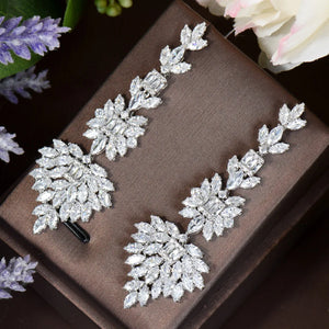 Clear Zirconia Cubic Zirconia Crystal Drop Earrings for Women E-44