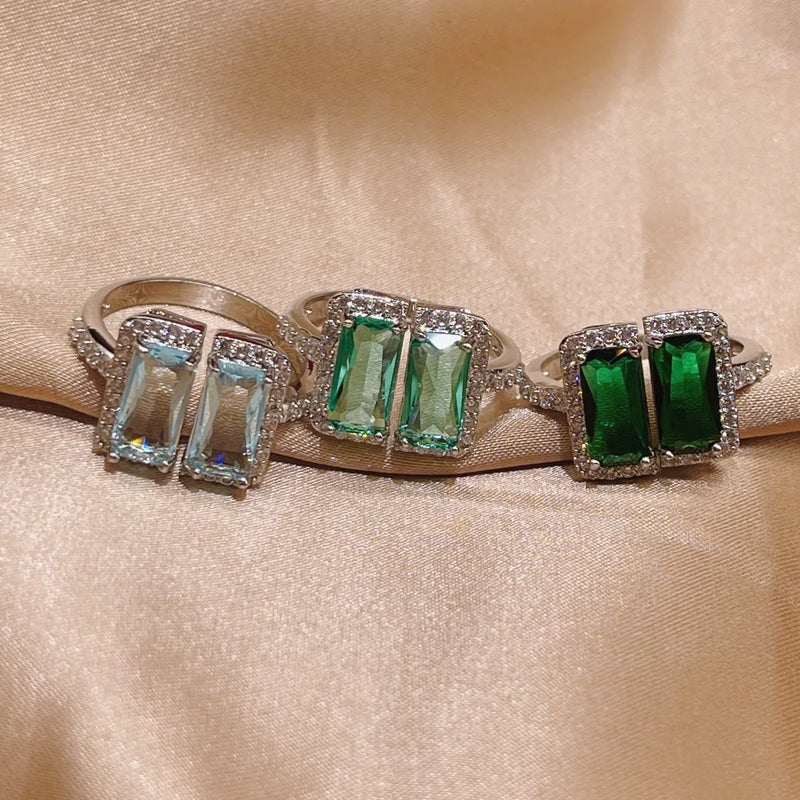 Multicolor CZ Crystal Engagement Finger Rings Bridal Party Jewelry