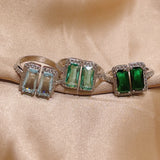 Multicolor CZ Crystal Engagement Finger Rings Bridal Party Jewelry