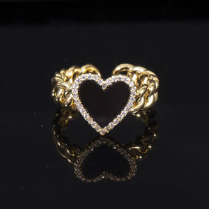 Adjustable Heart Shape CZ Pave Engagement Ring R-304