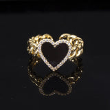 Adjustable Heart Shape CZ Pave Engagement Ring R-304