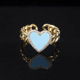 Adjustable Heart Shape CZ Pave Engagement Ring R-304