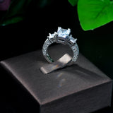 CZ Long Full Finger Cubic Zircon Silver Wrap Ring R-08