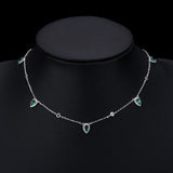 Water Drop CZ Tennis Chain Choker Necklace for Women