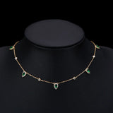 Water Drop CZ Tennis Chain Choker Necklace for Women
