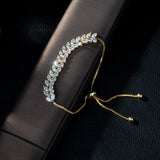 Crescent CZ Crystal Bracelet for Women Adjustable Girlfeiend Jewelry