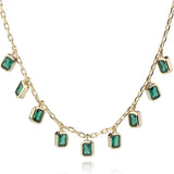 Green Geometry Zircon Stone Necklace Chain Choker P27