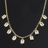 Green Geometry Zircon Stone Necklace Chain Choker P27