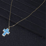 Colorful CZ Crystal Big Cross Pendant Necklace for Women