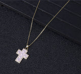 Colorful CZ Crystal Big Cross Pendant Necklace for Women