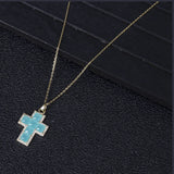Colorful CZ Crystal Big Cross Pendant Necklace for Women
